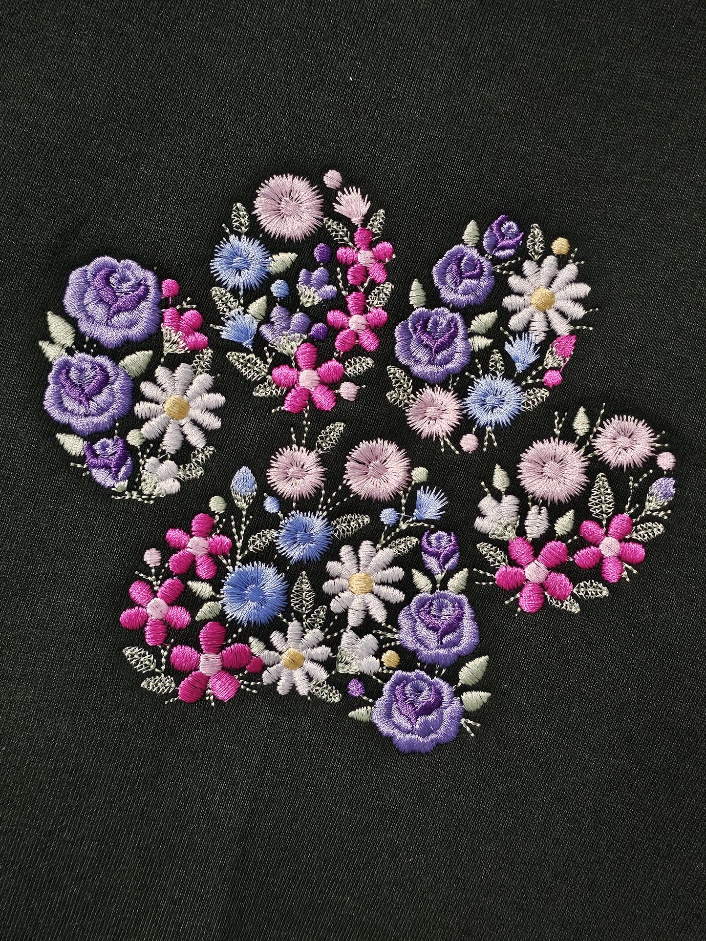 Floral Paw Print Embroidered Sweatshirt